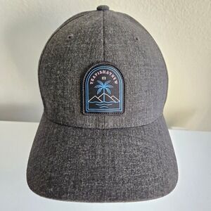 Travis Mathew Mens‎ Baseball Cap Flexfit Palm Tree Patch Charcoal Gray S/ M